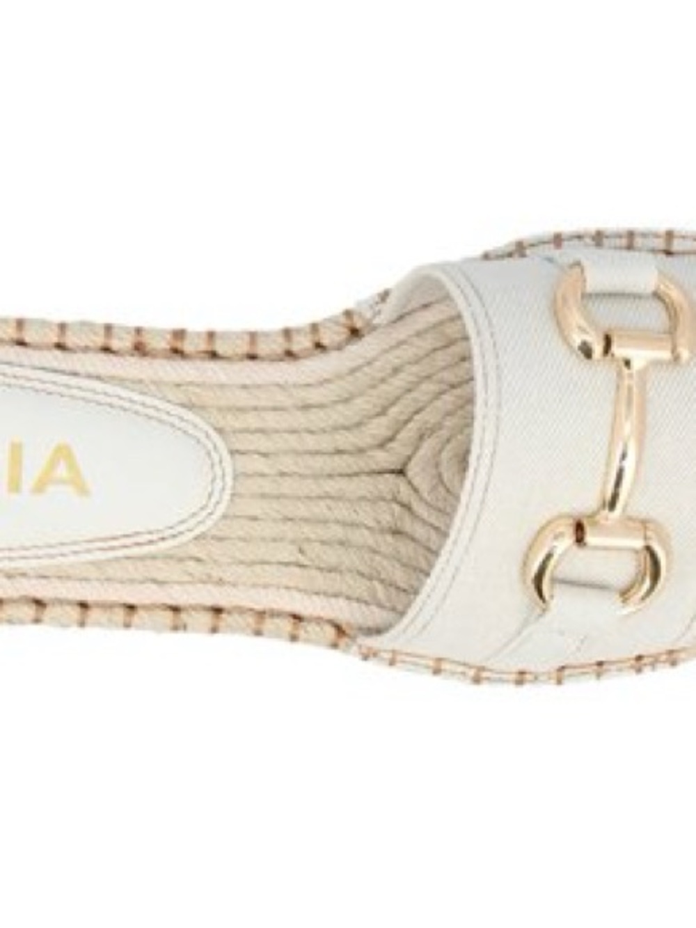 Mia Shoes White Espadrille Mule with Gold Bit